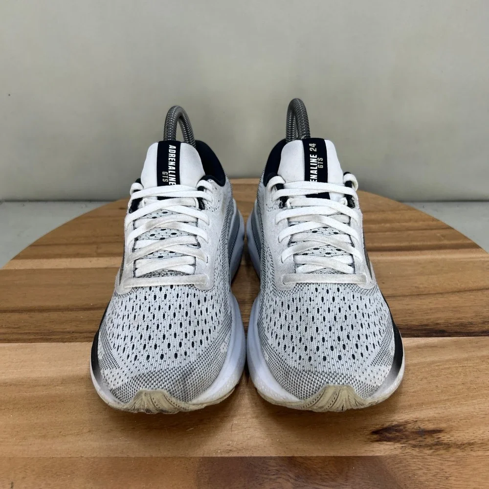 Brooks Adrenaline GTS 24 Womens Running Shoes White Black 1204261B126 Size 6.5 B